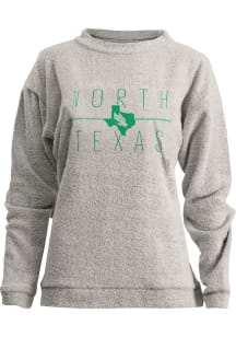 Pressbox North Texas Mean Green Womens Oatmeal Comfy Terry State Crew Sweatshirt