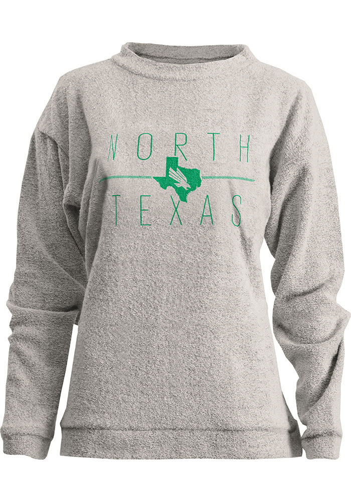 North Texas Mean Green Womens Oatmeal Comfy Terry State Crew Sweatshirt