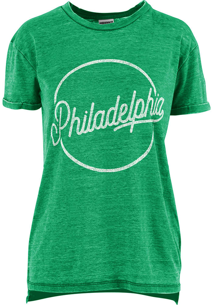 Philly Womens Green Roxy Script Short Sleeve T Shirt