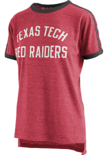 Pressbox Texas Tech Red Raiders Womens Red Melange Novak Ringer Short Sleeve T-Shirt