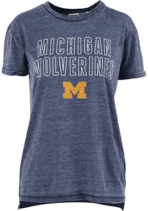 Pressbox Michigan Wolverines Womens Navy Blue Vintage Short Sleeve T-Shirt