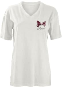 Pressbox Texas A&amp;M Aggies Womens White Preppy State Bowtie Short Sleeve T-Shirt