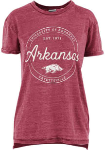 Pressbox Arkansas Razorbacks Womens Crimson Ella Seal Short Sleeve T-Shirt