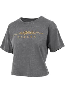 Pressbox Missouri Tigers Womens Charcoal Vintage Crop Short Sleeve T-Shirt