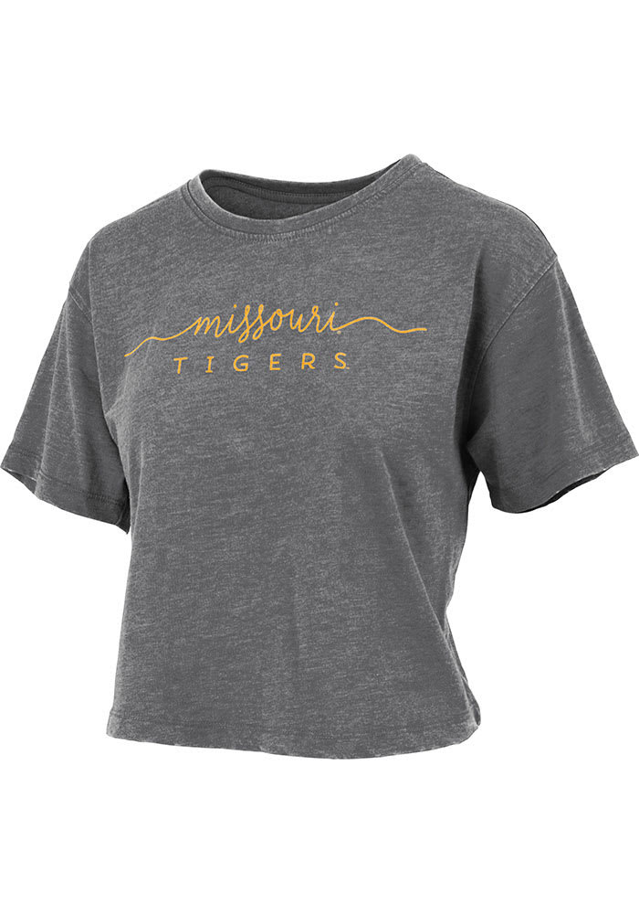 Missouri Tigers Womens Black Vintage Crop Short Sleeve T-Shirt