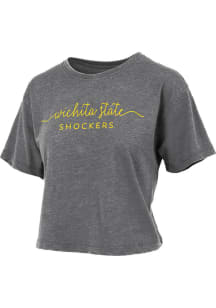 Pressbox Wichita State Shockers Womens Black Vintage Crop Short Sleeve T-Shirt