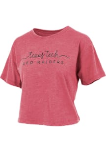 Pressbox Texas Tech Red Raiders Womens Red Vintage Crop Short Sleeve T-Shirt