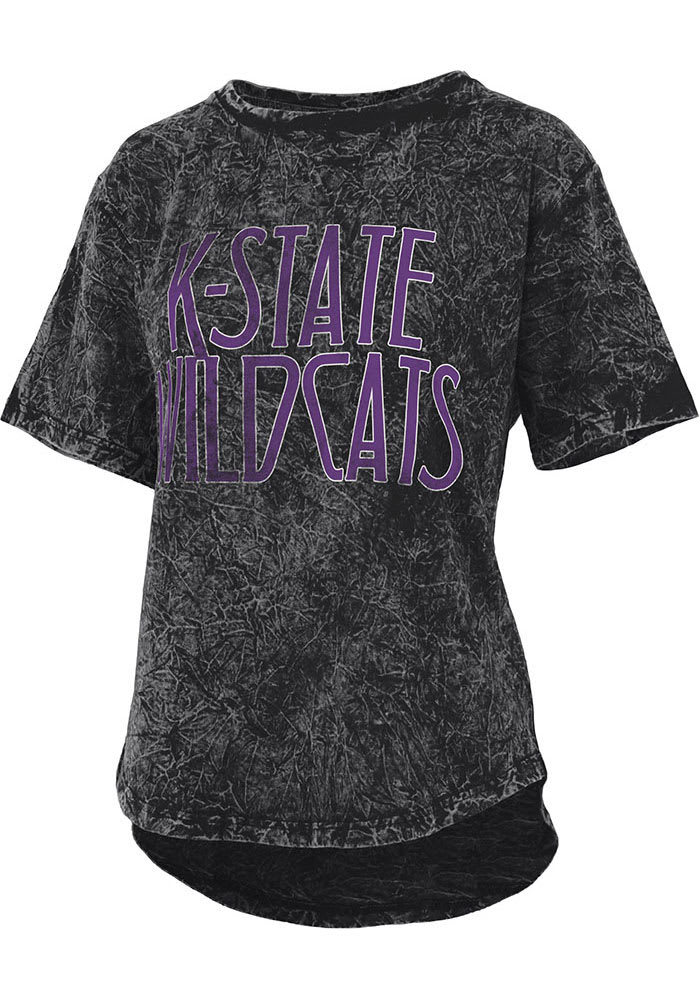 K-State Wildcats Womens Black Mineral Wash Zeppelin Short Sleeve T-Shirt