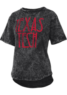 Pressbox Texas Tech Red Raiders Womens Black Mineral Wash Zeppelin Short Sleeve T-Shirt