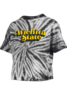 Pressbox Wichita State Shockers Womens Black Tie Dye Campus Crop Short Sleeve T-Shirt