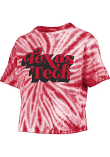 Pressbox Texas Tech Red Raiders Womens Red Tie Dye Campus Crop Short Sleeve T-Shirt
