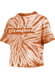 Pressbox Texas Longhorns Womens Burnt Orange Tie Dye Campus Crop Short Sleeve T-Shirt