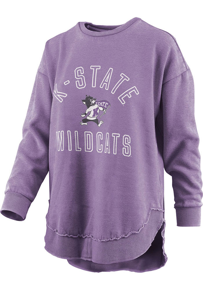 Pressbox K-State Wildcats Womens Purple Vintage Poncho Crew Sweatshirt