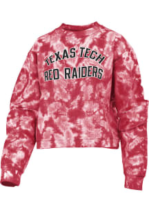 Pressbox Texas Tech Red Raiders Womens Red Cloud Dye Comfy Cord Crew Sweatshirt