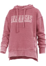 Arkansas Razorbacks Womens Crimson Vintage Burnout Hooded Sweatshirt
