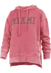 Miami RedHawks Womens Red Vintage Burnout Hooded Sweatshirt