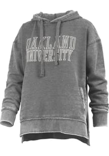 Pressbox Oakland University Golden Grizzlies Womens Black Vintage Burnout Hooded Sweatshirt