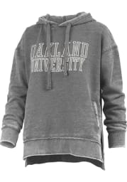 Oakland University Golden Grizzlies Womens Black Vintage Burnout Hooded Sweatshirt