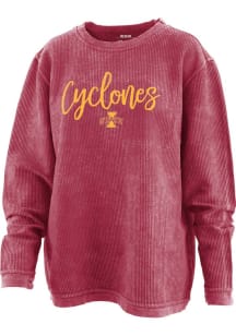 Pressbox Iowa State Cyclones Womens Crimson Gertrude Corded Crew Sweatshirt