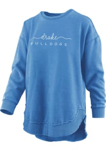 Pressbox Drake Bulldogs Womens Blue Vintage Burnout Crew Sweatshirt