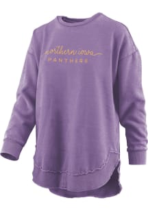 Pressbox Northern Iowa Panthers Womens Purple Vintage Burnout Crew Sweatshirt