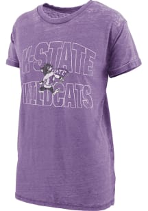 Pressbox K-State Wildcats Womens Purple Burnout Maxine Short Sleeve T-Shirt