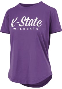 Pressbox K-State Wildcats Womens Purple Rounded Bottom Aleena Short Sleeve T-Shirt