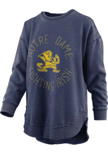 Pressbox Notre Dame Fighting Irish Womens Navy Blue Bakersfield Crew Sweatshirt