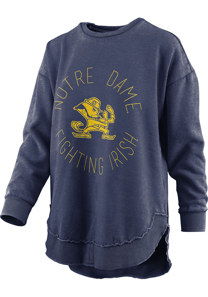 Notre Dame Fighting Irish Womens Navy Blue Bakersfield Crew Sweatshirt