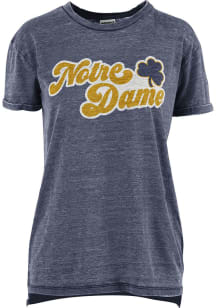 Pressbox Notre Dame Fighting Irish Womens Navy Blue Bonanza Burnout Short Sleeve T-Shirt