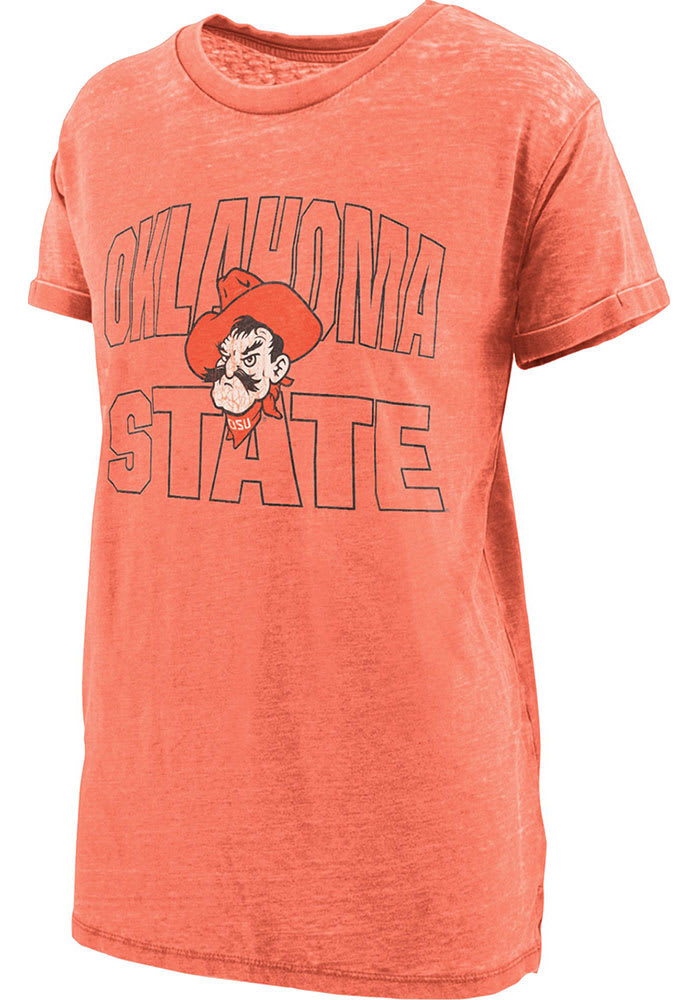 Oklahoma State Cowboys Womens Orange Burnout Maxine Short Sleeve T-Shirt