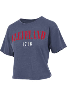 Pressbox Cleveland Womens Navy Blue Wordmark Short Sleeve T-Shirt