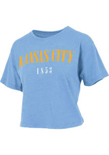Pressbox Kansas City Womens Blue Wordmark Short Sleeve T-Shirt