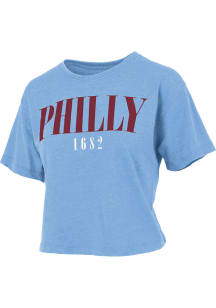 Pressbox Philadelphia Womens Blue Wordmark Short Sleeve T-Shirt