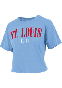 Pressbox St Louis Womens Blue Wordmark Short Sleeve T-Shirt