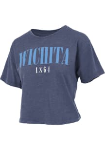 Pressbox Wichita Womens Navy Blue Vintage Crop Short Sleeve T-Shirt