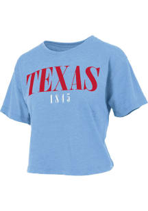 Pressbox Texas Womens Blue Wordmark Short Sleeve T-Shirt