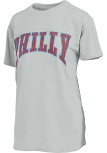 Pressbox Philadelphia Womens Grey Arched Wordmark Short Sleeve T-Shirt
