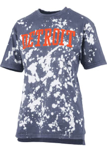 Pressbox Detroit Womens Navy Blue Arched Wordmark Short Sleeve T-Shirt