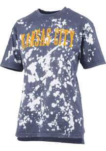 Pressbox Kansas City Womens Navy Blue Arched Wordmark Short Sleeve T-Shirt