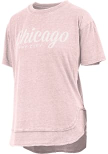 Pressbox Chicago Womens Pink Stacked Script Short Sleeve T-Shirt