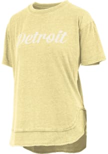 Pressbox Detroit Womens Yellow Script Short Sleeve T-Shirt