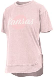 Pressbox Kansas Womens Pink Script Short Sleeve T-Shirt