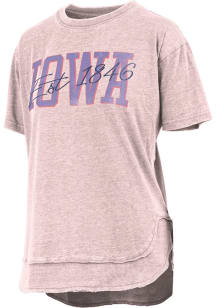 Pressbox Iowa Womens Pink Wordmark Short Sleeve T-Shirt