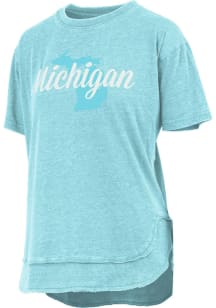 Pressbox Michigan Womens Green Wordmark Short Sleeve T-Shirt