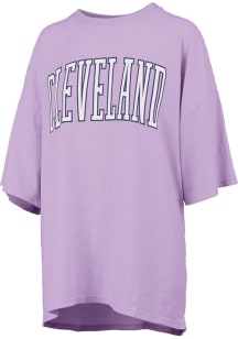 Pressbox Cleveland Womens Purple Script Short Sleeve T-Shirt