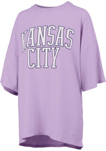 Pressbox Kansas City Womens Purple Stacked Script Short Sleeve T-Shirt