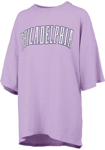 Pressbox Philadelphia Womens Purple Script Short Sleeve T-Shirt