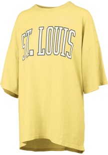 Pressbox St Louis Womens Yellow Script Short Sleeve T-Shirt
