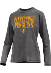Pittsburgh Penguins Womens Black Vintage LS Tee